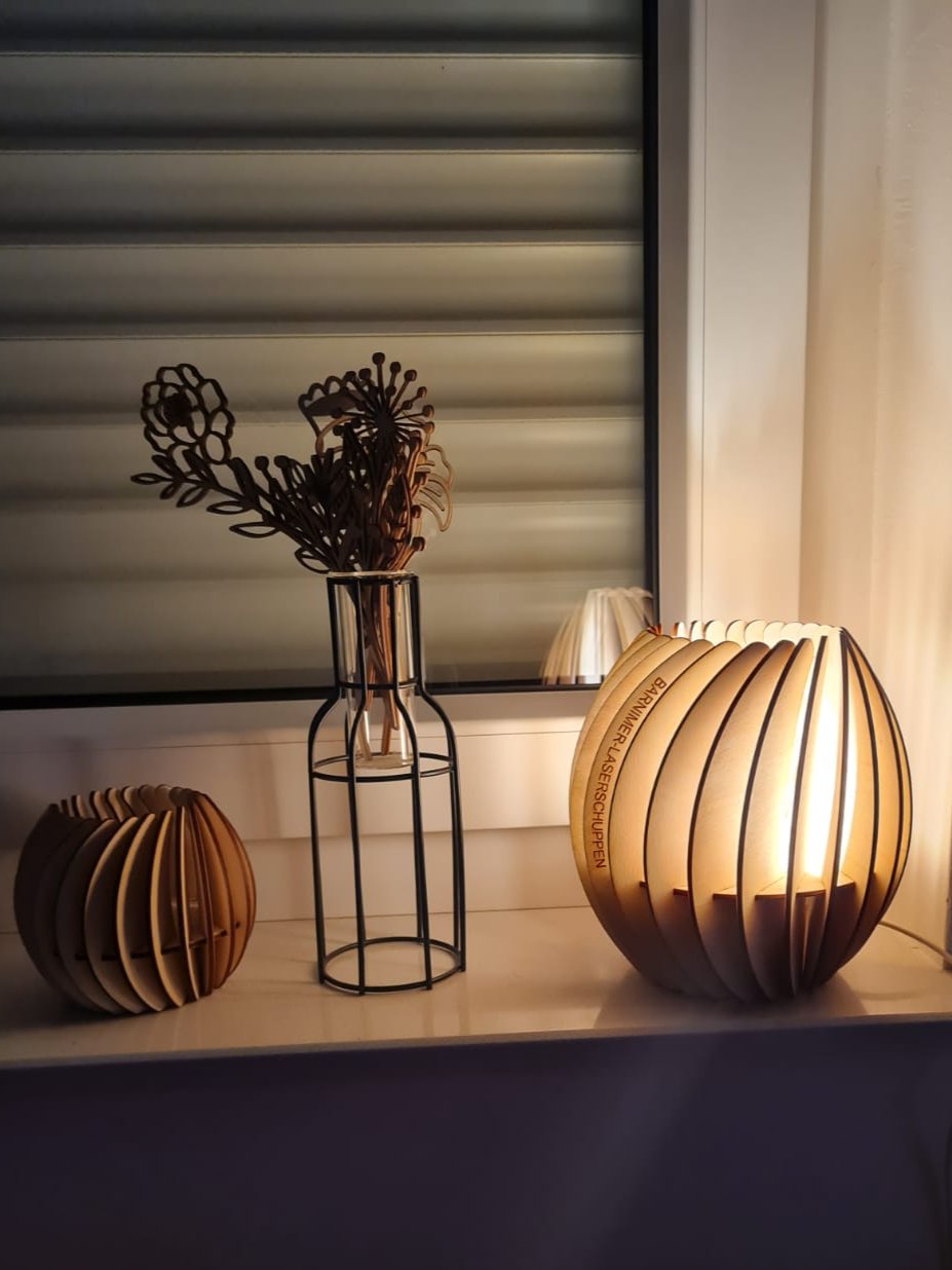 Holz - Tischlampe rund